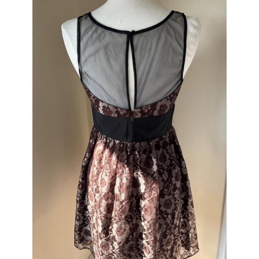 Brown floral print lace ANTHROPOLOGIE FROCK! BY TRACY REESE A-line dress size 8 - Picture 7 of 14